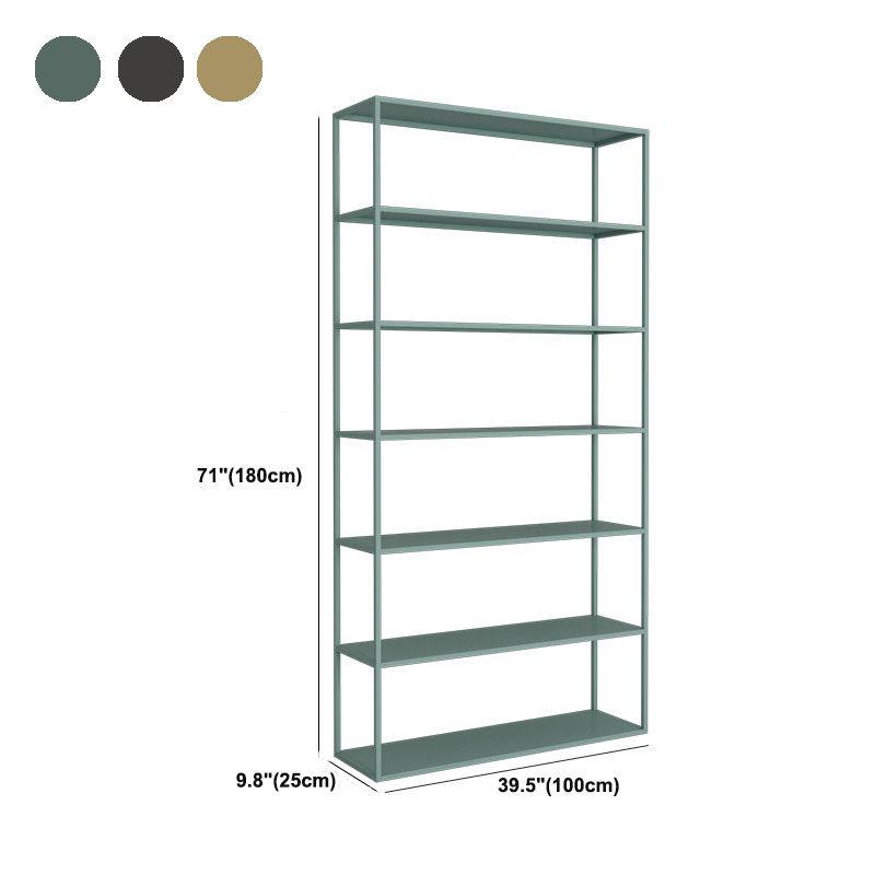 9.8" W Modern Open Storage Bookcase Metal Bookshelf with Shelves