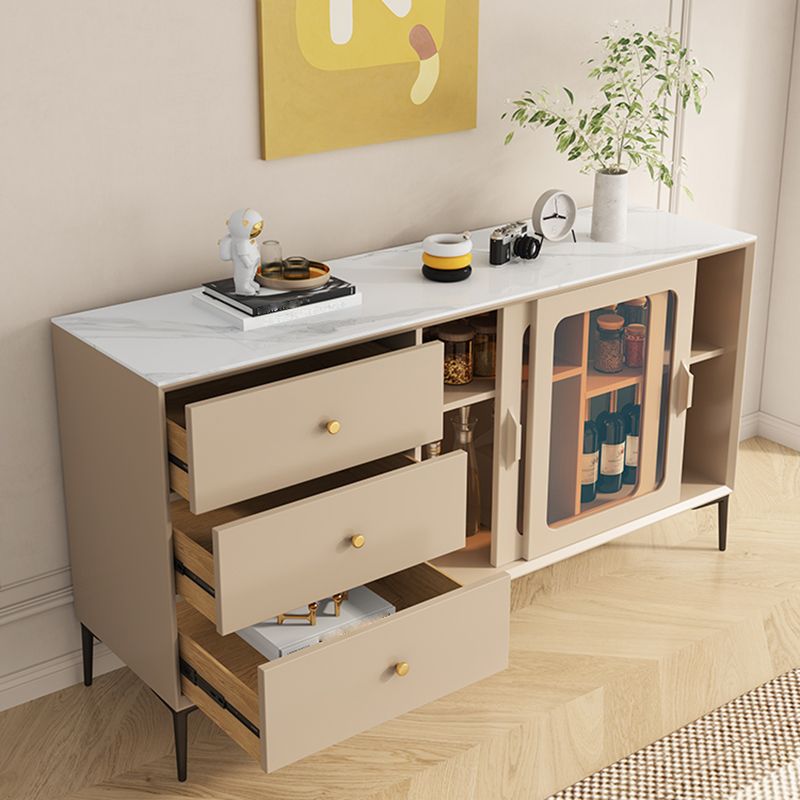 Server a buffet di pietra per tavolino a buffet contemporanei con cassetti per sala da pranzo