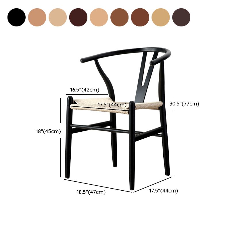 Silla de respaldo moderna de reposabrazos con patas de madera para el comedor