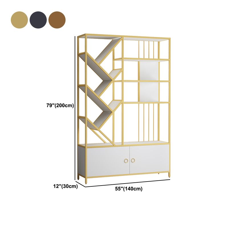 Scandinavian Open Back Bookshelf Metal Bookcase with Cabinet Clearhalo 'Bookcases' 'furn' 'furn_bookcases' 'Furniture' 'Office Furniture' 1200x1200_9c7bf295-fbc7-4289-96d4-fca652b4d03e