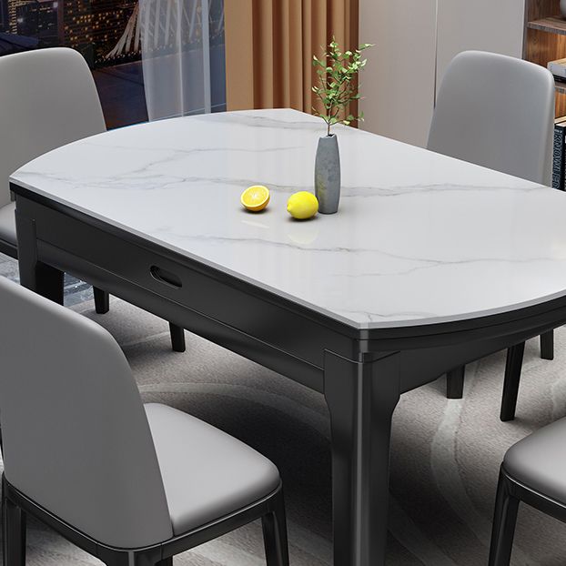 7枚の焼結された石と無垢材のダイニングルームの家具セット