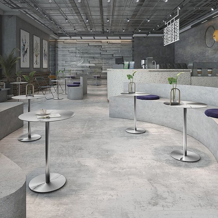Mesa de comedor redonda de metal con altura de mostrador en mesa de mostrador industrial de acero