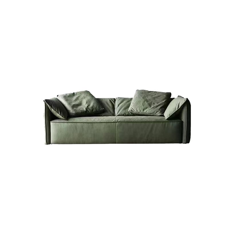 Living Room Faux Leather Settee Green Slipcovered Sofa with Pillow Top Arm Clearhalo 'furn' 'furn_sofas' 'Furniture' 'furniture_sofas' 'Living Room Furniture' 'Sofa' 'sofas' 1200x1200_9c82967f-df94-477c-b710-94a0dbe07f0f