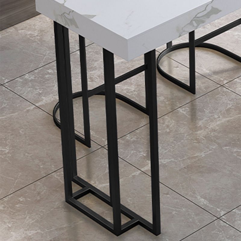 Stone Top Rectangle Bar Table with Metal Storage Base for Home Clearhalo 'Bar Furniture' 'Bar Tables' 'bar_tables' 'furn' 'furn_bar_tables' 'Furniture' 'Kitchen & Dining Furniture' 1200x1200_9c838c94-4d50-4273-b8ce-ac089e949b42