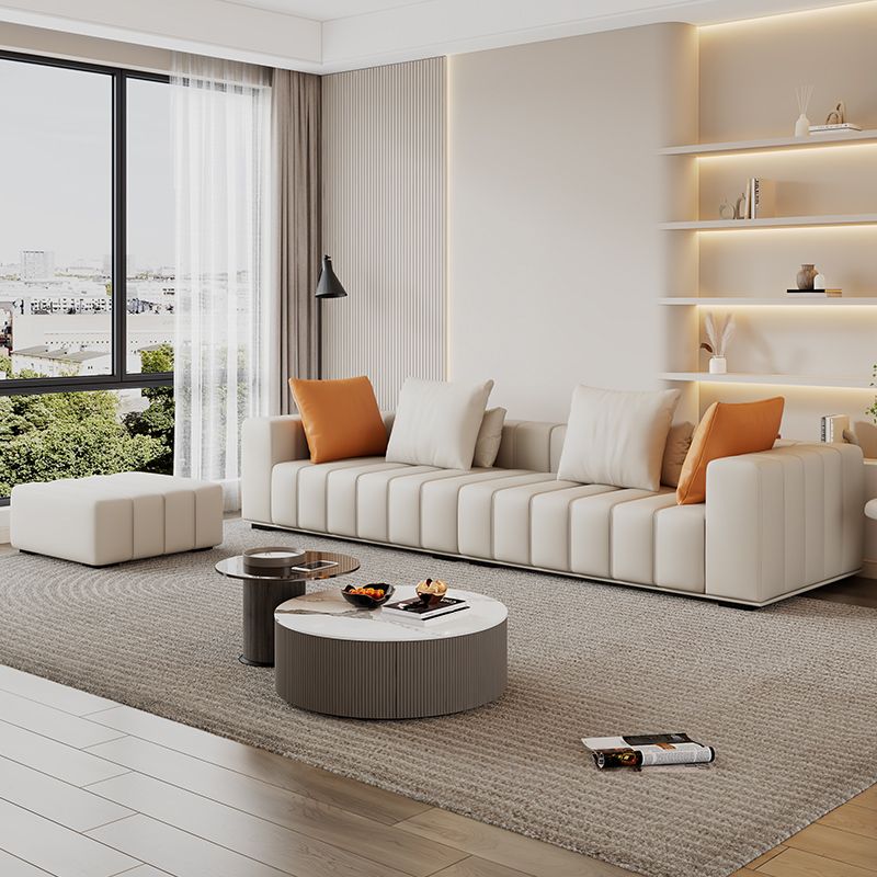 Soludo di divano scandinavo in pelle genuina sezionale con cuscini di consumo