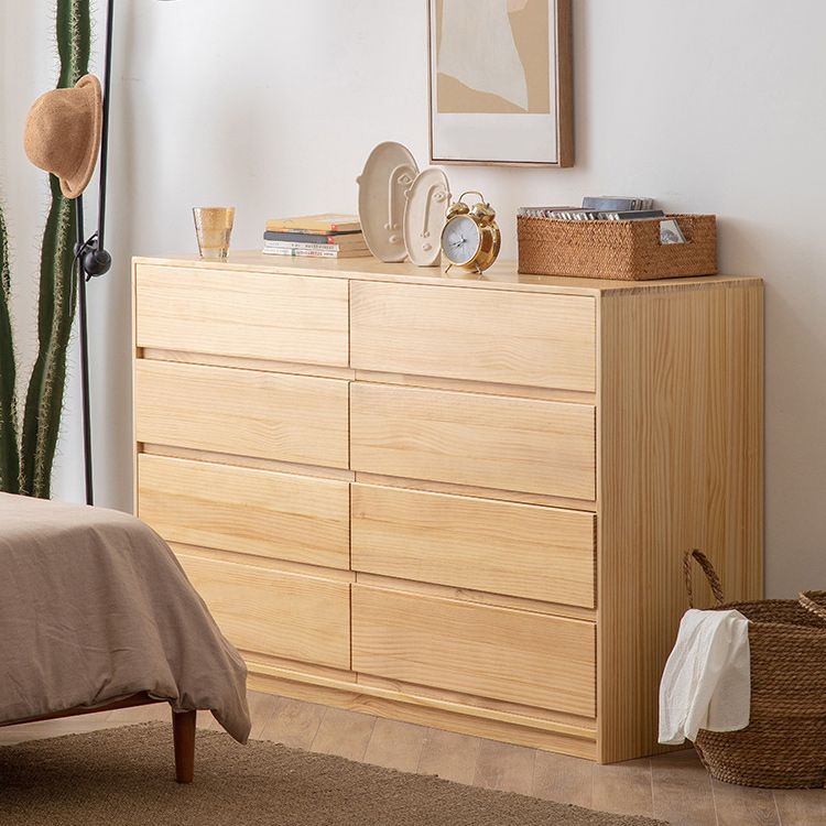 Poitrine d'accentuation du bois de pin contemporain avec 8 tiroirs coffre standard