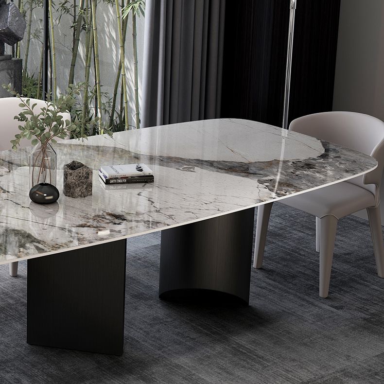 Modern Sintered Stone Table Set of 3/5 with Rectangle Table Dining Set with Black 3 Legs Clearhalo 'Dining Room Sets' 'Dining Tables & Seating' 'dining_room_set' 'furn' 'furn_dining_room_set' 'Furniture' 'furniture_dining_room_set' 'Kitchen & Dining Furniture' 'kitchen&dining_furn' 'kitchen' 1200x1200_9c8847c6-e251-456c-aa30-9c9708084076