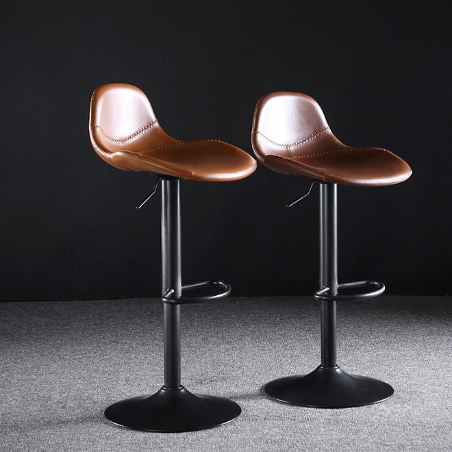 Industrial Style Swivel Leather Barstools Adjustable Low Back Stools Clearhalo 'Bar Furniture' 'Bar Stools' 'bar_stools' 'furn' 'furn_bar_stools' 'Furniture' 'Kitchen & Dining Furniture' 1200x1200_9c88f781-04be-41f8-a419-e33047fffd00
