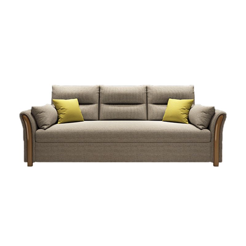 Convertible Flared Arm Sofa Bed Linen Sofa Bed in Brone for 3 peopl Clearhalo 'furn' 'furn_futons' 'Furniture' 'Futons & Daybeds' 'Futons' 'Living Room Furniture' 1200x1200_9c8b2411-f461-437c-abad-d7a4273a0255