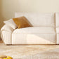 Beige Flared Arm Sofa Faux Leather Seating with Pillows for Living Room