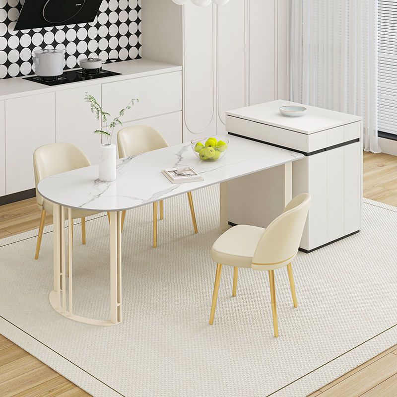 Contemporary Dining Room Dinner Table 4 Legs Stone Dining Table Clearhalo 'Dining Tables & Seating' 'Dining Tables' 'dining_table' 'furn' 'furn_dining_table' 'Furniture' 'Kitchen & Dining Furniture' 1200x1200_9c8cc5cd-3b97-4c1d-904d-c4f713e881a3