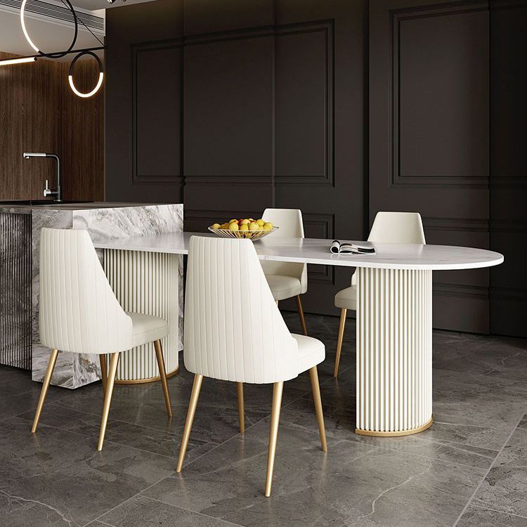 Minimalist White Irregular Dining Table Sintered Stone Standard Dining Table for Kitchen Clearhalo ' dining_table' 'Dining Tables & Seating' 'Dining Tables' 'furn' 'furn_dining_table' 'Furniture' 'furniture_dining_table' 'Kitchen & Dining Furniture' 'kitchen&dining_furn' 'kitchen' 'kitchen_dining_table' 1200x1200_9c8f3ced-ea6a-4f3f-bf5f-fb60b147dc91