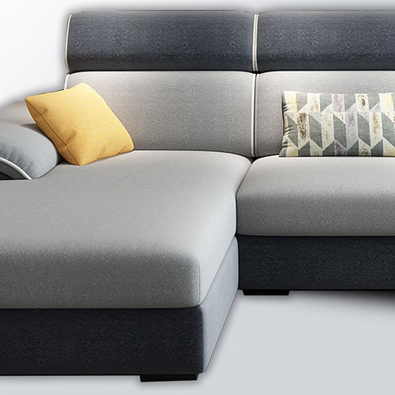63 "W sezionali del braccio top cuscino, divano sezionale in tessuto soggiorno, a forma di L