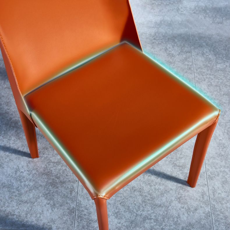 Contemporary Parsons Side Chair Matte Finish Leather Curved Armless Chair for Brasserie Clearhalo ' kitchen&dining_furn' 'Dining Chairs' 'Dining Tables & Seating' 'dining_chair' 'furn' 'furn_dining_chair' 'Furniture' 'furniture_dining_chair' 'Kitchen & Dining Furniture' 'kitchen' 1200x1200_9c9235fb-dcac-4141-aa50-61efe6d463c1