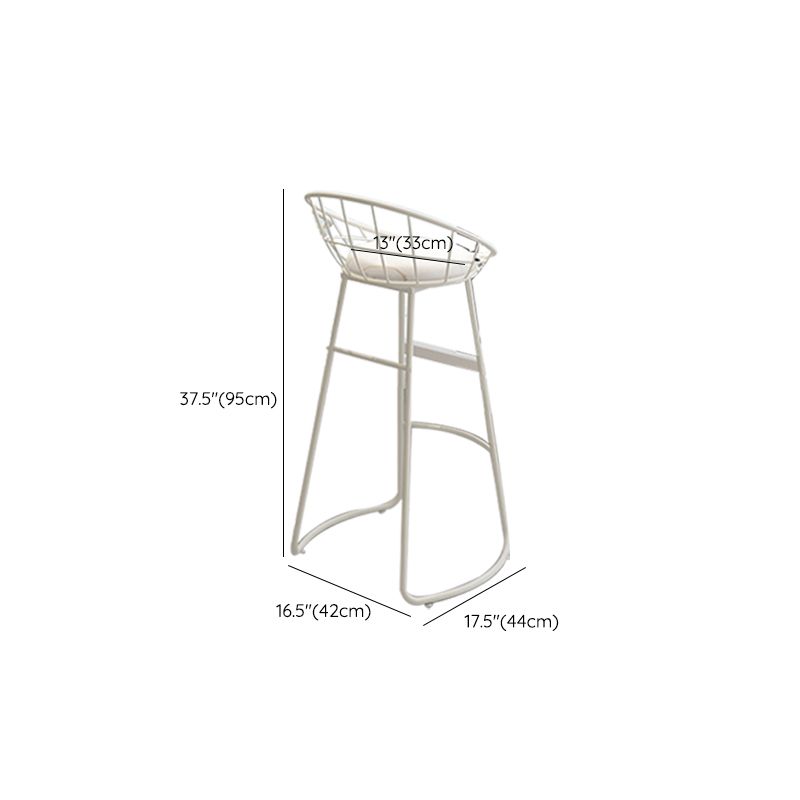 Round Upholstered Dining Stools Low Back Bar Stools with Footrest