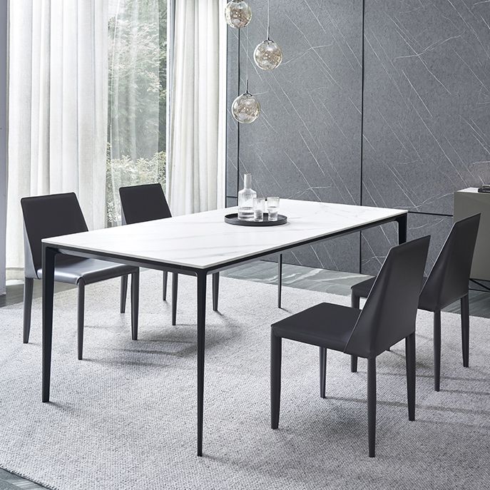 Simple Sintered Stone Top White Dining Table Rectangle Shape Dining Table for Kitchen Clearhalo ' dining_table' 'Dining Tables & Seating' 'Dining Tables' 'Furniture' 'furniture_dining_table' 'Kitchen & Dining Furniture' 'kitchen&dining_furn' 'kitchen' 'kitchen_dining_table' 1200x1200_9c95f1b5-bfb5-46c2-b443-9005418498c1