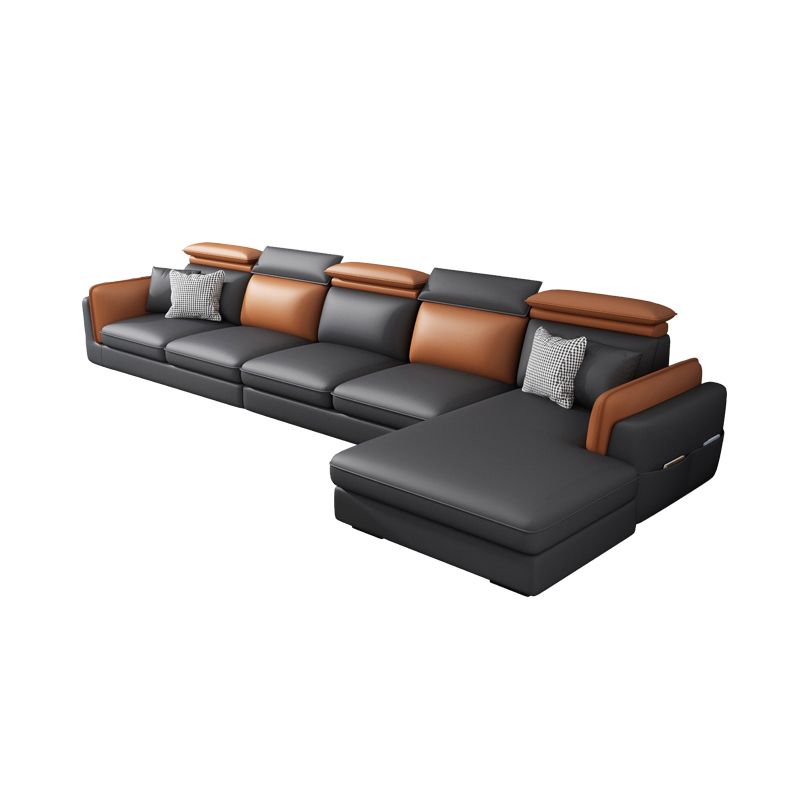 Divano e chaise di shaise e chaise in pelle scandinavo grigio scuro.