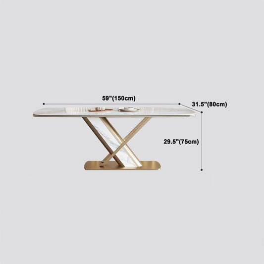 豪華な焼結石トップダイニングセット長方形1/2/5/7ピースダイニングルームテーブルセット
