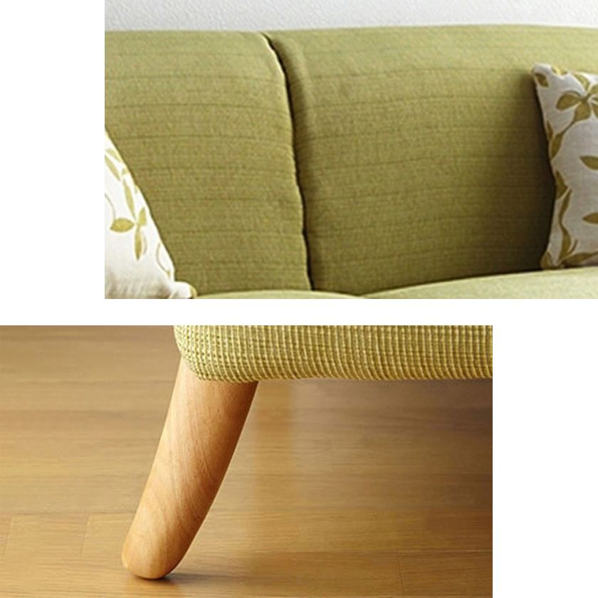 Contemporary Fabric Sofa with Pillows Back and Natural Wooden Legs