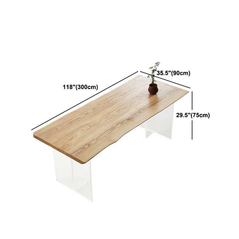 Natural Ash Wood Dining Table Rectangle Clear Acrylic Double Pedestal Table Clearhalo 'Dining Tables & Seating' 'Dining Tables' 'dining_table' 'furn' 'furn_dining_table' 'Furniture' 'Kitchen & Dining Furniture' 1200x1200_9c994ea3-461e-45dd-a8e2-b32a285790cb