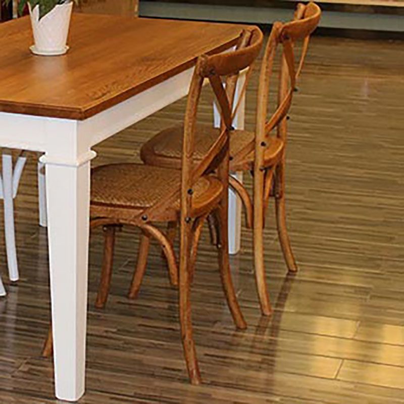 Farmhouse Wood Dining Room Chairs Cross Back Side Armless Chairs for Restaurant Use Clearhalo ' kitchen&dining_furn' 'Dining Chairs' 'Dining Tables & Seating' 'dining_chair' 'furn' 'furn_dining_chair' 'Furniture' 'furniture_dining_chair' 'Kitchen & Dining Furniture' 'kitchen' 1200x1200_9c9977e7-da1b-4330-a968-5dac5d0dbaa8