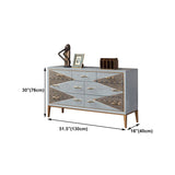 Glam Style Dining Table Wood Top Buffet Table Multi Drawer for Dinning Room