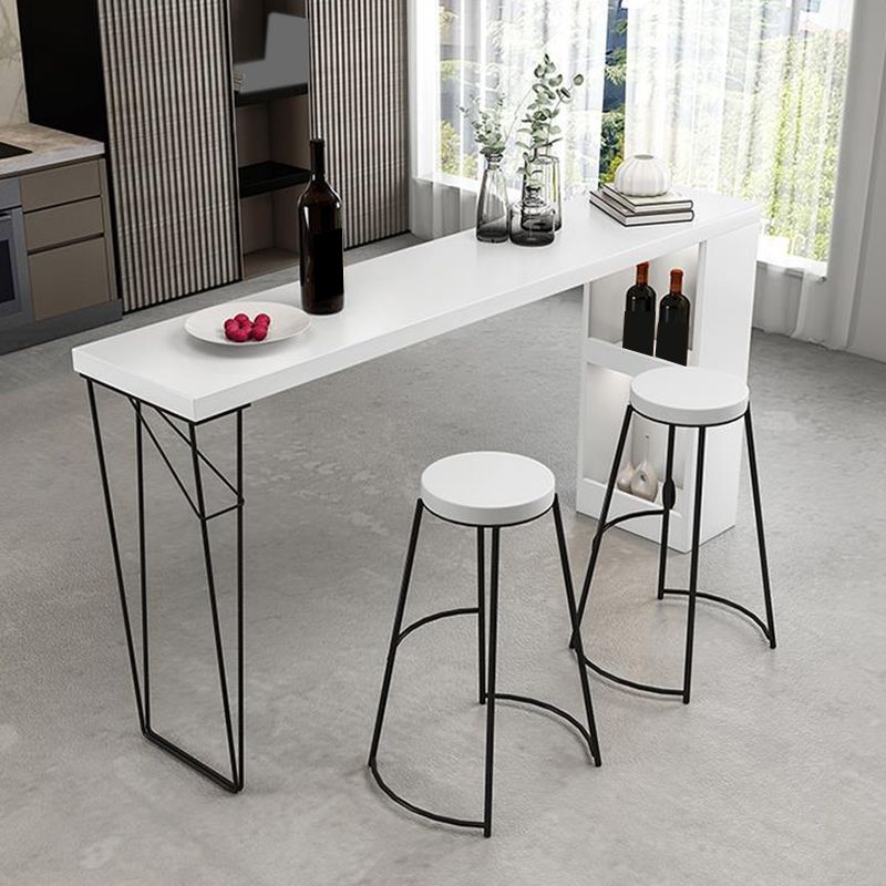 Dining Table Modern White Sintered Stone Top Bar Table with Storage Shelves Clearhalo 'Bar Furniture' 'Bar Tables' 'bar_tables' 'furn' 'furn_bar_tables' 'Furniture' 'Kitchen & Dining Furniture' 1200x1200_9c9c65bc-fb6e-47b5-811d-8da49e368386