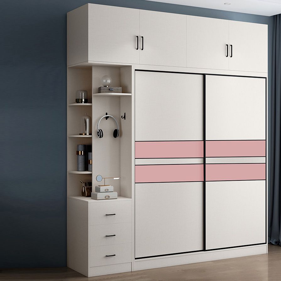 Color de couleur blanc tige de garde-robe comprenant la garde-robe placard de garde-robe avec porte coulissante