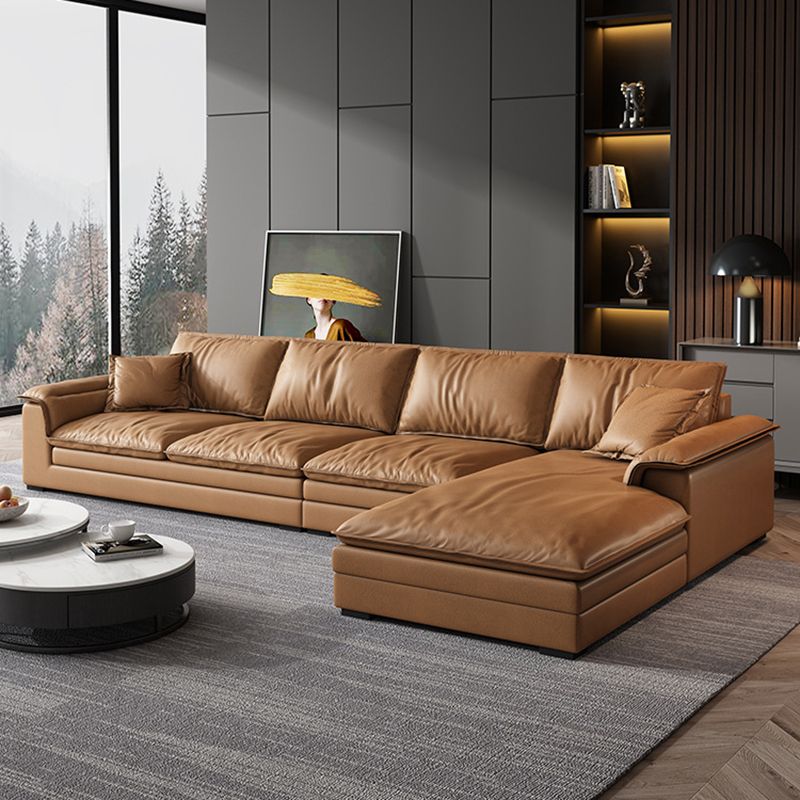 Divano in stile glam con un divano in pelle arancione piena di rivestimento arancione arancione