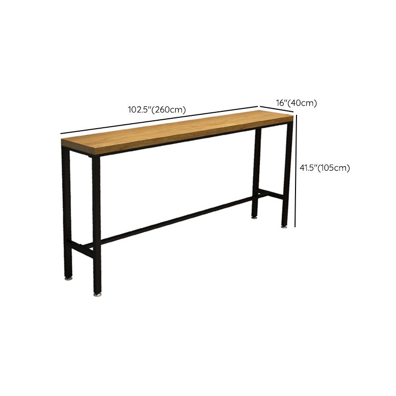 Mesa de altura de barra industrial, mesa de pub tipo bistró con tapa de madera maciza y base de caballete
