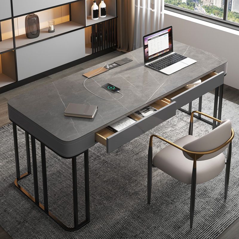 Escritorio ejecutivo moderno de 25 "de ancho escritorio de oficina rectangular de 2 cavadores