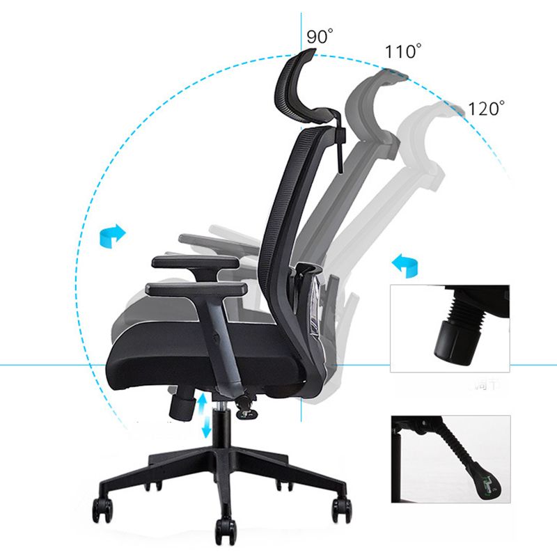 Modern Desk Chair Mesh Computer Chair Adjustable Chair in Black Clearhalo 'furn' 'furn_office_chair' 'Furniture' 'Office Chairs' 'Office Furniture' 'office_chair' 1200x1200_9ca1c8a6-2e75-44f6-aacf-d8347dfc2f1f