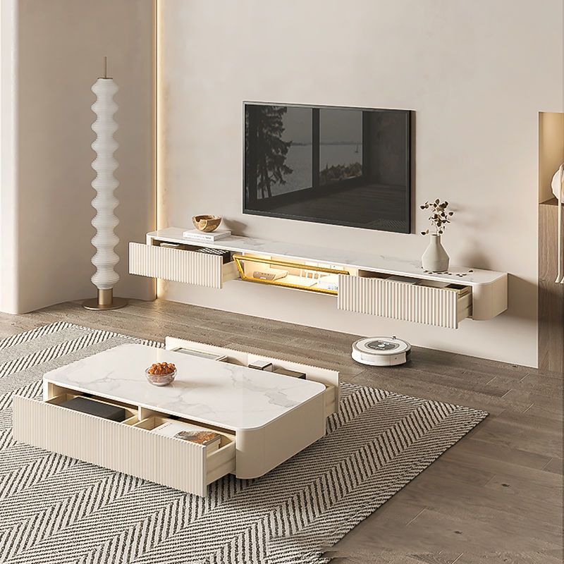 Contemporary TV Media Stand with Drawers Floating TV Stand Console Clearhalo 'furn' 'furn_tv_stands_entertainment_centers' 'Furniture' 'Living Room Furniture' 'TV Stands & Entertainment Centers' 'TV Stands & Media Storage Furniture' 'tv_stands_entertainment_centers' 1200x1200_9ca31aea-c8cd-4793-874b-98aa73dadd57