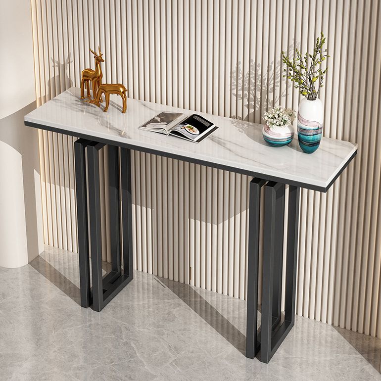 Tavolo accento console rettangolare glam tavolo da divano console di finitura antica in pietra