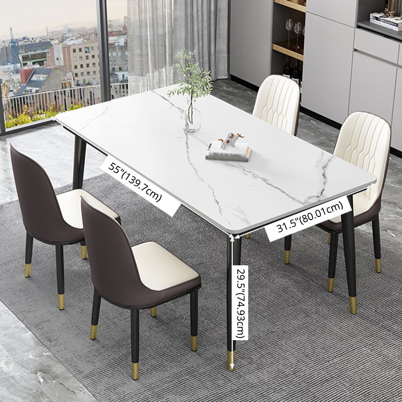 Kitchen Modern Sintered Stone Top Dining Room Furniture Set with 4 Legs Base Dining Set Clearhalo 'Dining Room Sets' 'Dining Tables & Seating' 'dining_room_set' 'furn' 'furn_dining_room_set' 'Furniture' 'furniture_dining_room_set' 'Kitchen & Dining Furniture' 'kitchen&dining_furn' 'kitchen' 1200x1200_9ca69020-1d05-4f05-843a-6df6f9fc3dbb