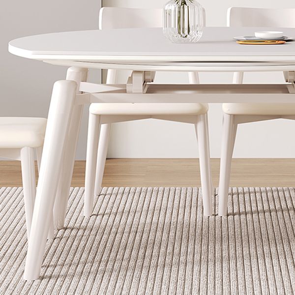 Zeitgenössischer runder ausziehbarer Stein Esstisch mit hölzernen Beinen