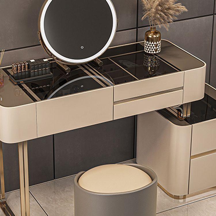 Lussuoso tavolo da toeletta da toeletta per trucco in legno e metallo e tavolo da toeletta a specchio illuminato