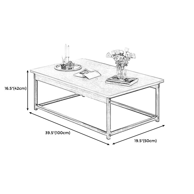 Modern Rectangular Metal Frame Coffee Table Brown Cocktail Table Clearhalo 'Coffee & Accent Tables' 'Coffee Tables' 'coffee_tables' 'furn' 'furn_coffee_tables' 'Furniture' 'furniture_coffee_tables' 'Living Room Furniture' 1200x1200_9caa4ed4-84a9-4dd4-8419-beeb4c70f2b2