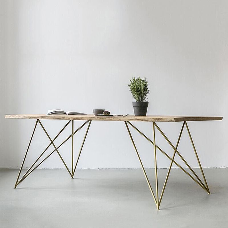 Rectangle 4 Legs Luxury Dining Table Wood Color Fixed Table of Solid Wood Clearhalo ' dining_table' 'Dining Tables & Seating' 'Dining Tables' 'furn' 'furn_dining_table' 'Furniture' 'furniture_dining_table' 'Kitchen & Dining Furniture' 'kitchen&dining_furn' 'kitchen' 'kitchen_dining_table' 1200x1200_9caa62fe-7c03-480d-91b5-03ce19b4aded