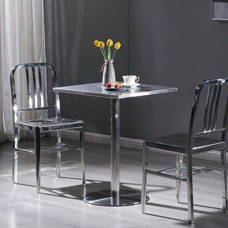 Metal Industrial Square Dining Table Stainless Steel Table for Kitchen and Dining Room Clearhalo 'Dining Tables & Seating' 'Dining Tables' 'dining_table' 'furn' 'furn_dining_table' 'Furniture' 'Kitchen & Dining Furniture' 1200x1200_9caaac0d-5b71-458f-9d18-64de67e45c9b