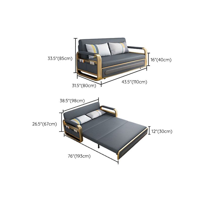 Divani convertibili grigi con divano dormiente in vetrina con archiviazione