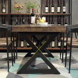 Industrial Coffee Shop Dining Table Rectangle Wood and Metal Base Dining Table Clearhalo 'Dining Tables & Seating' 'Dining Tables' 'dining_table' 'furn' 'furn_dining_table' 'Furniture' 'Kitchen & Dining Furniture' 1200x1200_9cabe8d2-4b33-4419-9889-85af0b85c876