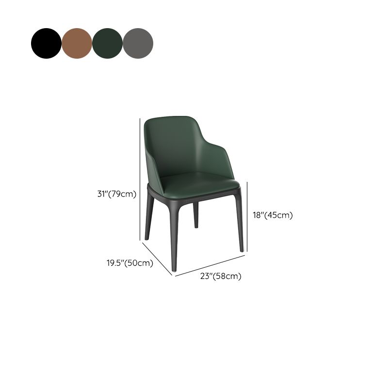 Faux Leather Arm Chairs Upholstered Dining Chairs with Metal Base