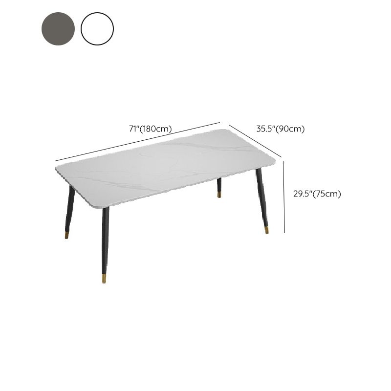 Table de salle à manger rectangulaire moderne, finition mate, table de dinette en pierre