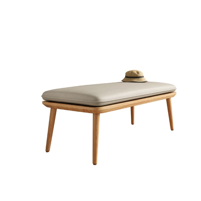 Panca in legno di gomma contemporanea rettangolo da 15 "panca da letto larga con gambe