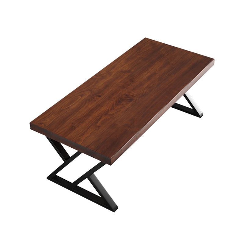 Contemporary Office Desk Antique Finish Solid Wood Computer Desk with Metal Legs Clearhalo 'furn' 'furn_office_desk' 'Furniture' 'Office Desks' 'Office Furniture' 'office_desk' 1200x1200_9caec9e9-9c9d-41d7-8e2a-6ea694bed4b7