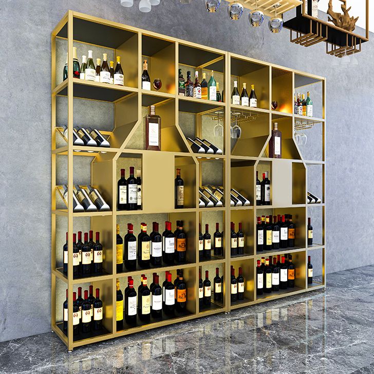 Metal Floor Wine Bottle Rack Glam Wine Bottle Holder with Shelf Clearhalo 'furn' 'furn_wine_racks' 'Furniture' 'Kitchen & Dining Furniture' 'Wine Racks' 'wine_racks' 1200x1200_9cb00d52-4e87-4254-837f-ef318c55ec88