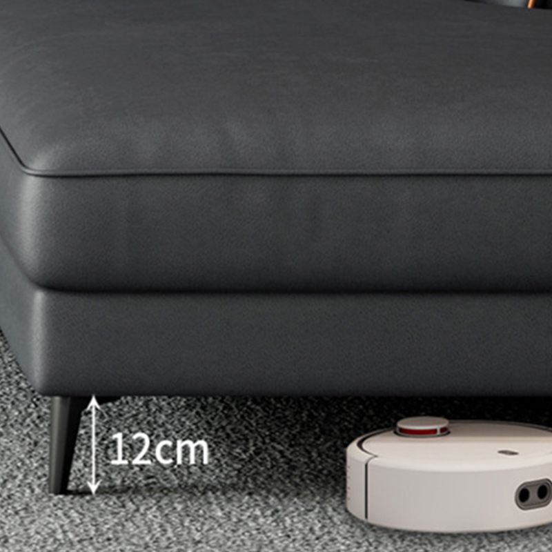 Modern Pillow Top Arm Sofa 4-Seater Faux Leather Sofa with Chaise Clearhalo 'furn' 'furn_sectionals' 'Furniture' 'Living Room Furniture' 'Sectionals' 1200x1200_9cb021b7-7525-48ce-a86e-c03596e2521a