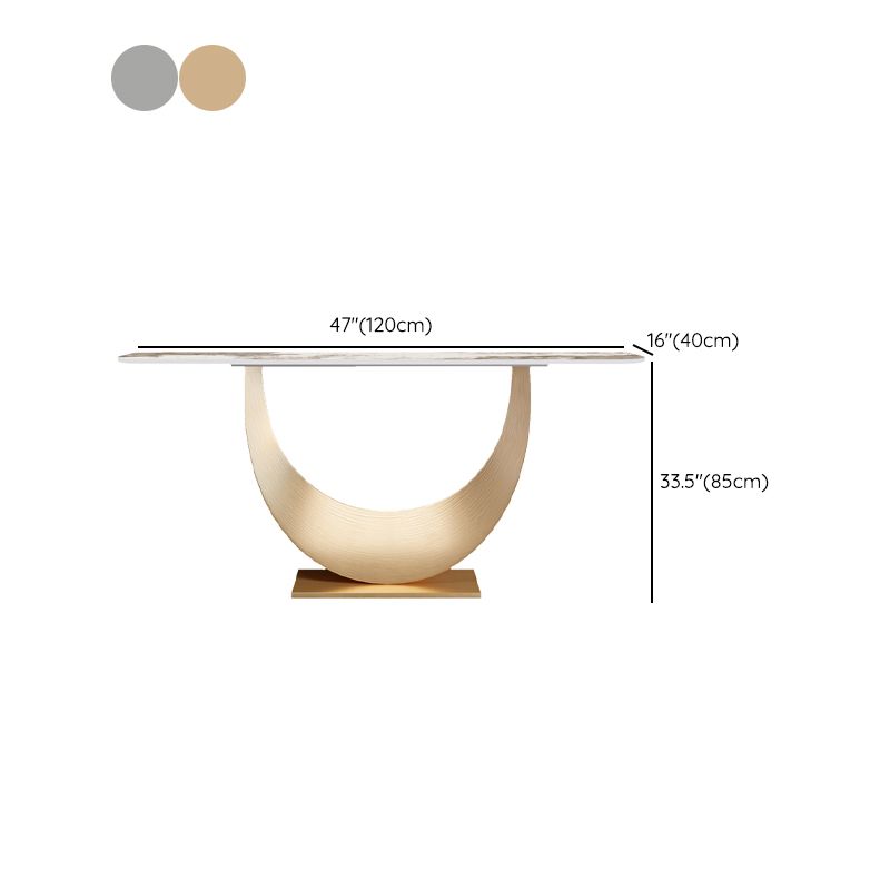 Glam Stone Console Table Stainless Steel Console Sofa Table for Hall