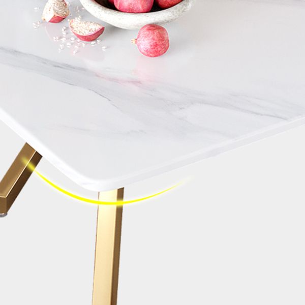 Juego de mesa de comedor de hierro Glam, juego de comedor rectangular de 1/2/5/6 piezas con tapa de piedra sinterizada